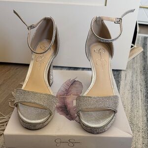 Jessica Simpson Glittering Silver Heels